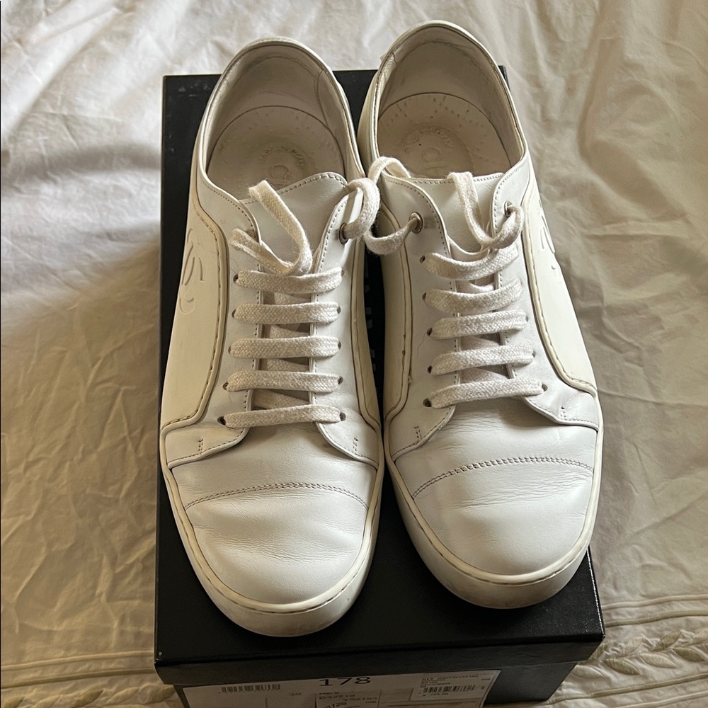 CHANEL Classic White Sneakers